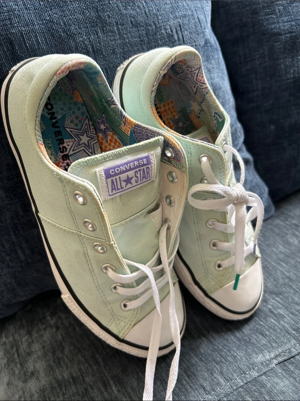 Converse All Star Low Top Sneakers in Mint Green and White